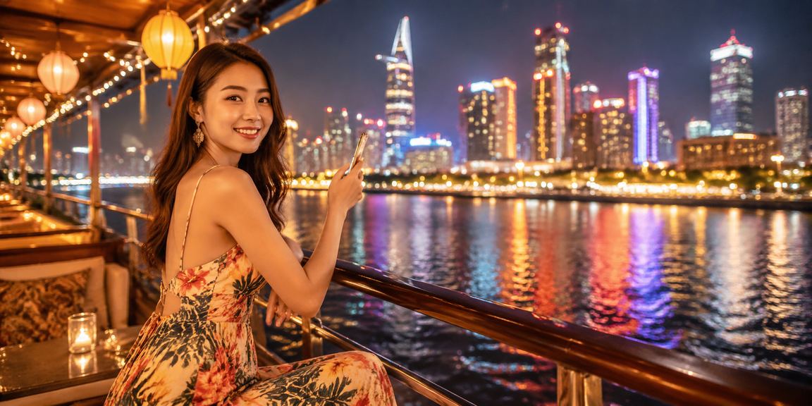 Người dùng TP. Hồ Chí Minh chơi casino trực tuyến trên điện thoại tại chợ đêm sôi động